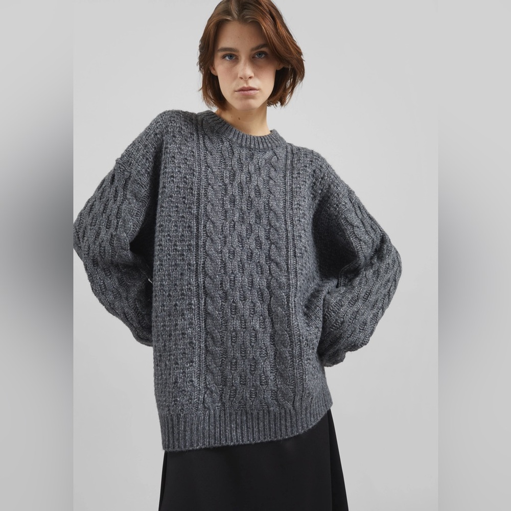 Charcoal Cable Knit Sweater for Women